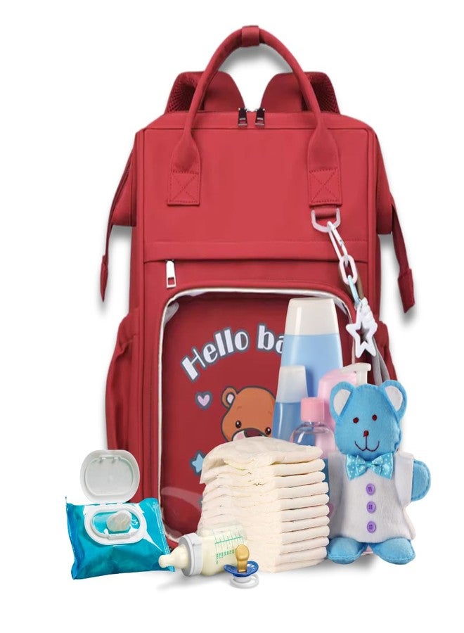 Aavjo , Baby Diaper Bag Backpack, Mothers Travel Baby Bags, Waterproof Diaper Pouch with Insulated Pocket (Red) - Image 3