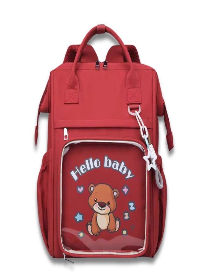 Aavjo , Baby Diaper Bag Backpack, Mothers Travel Baby Bags, Waterproof Diaper Pouch with Insulated Pocket (Red) - Image 1