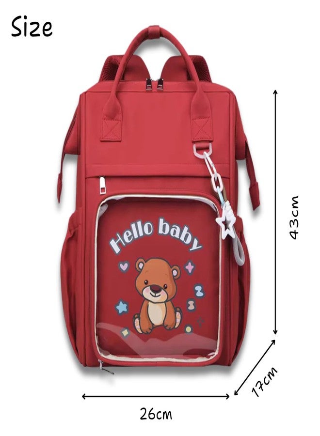 Aavjo , Baby Diaper Bag Backpack, Mothers Travel Baby Bags, Waterproof Diaper Pouch with Insulated Pocket (Red) - Image 2