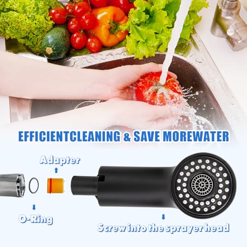 hansengroyi Pull Out Spray for Grohe Kitchen Faucet Parts 46298K00/46312KH0, Pull Out Spray Head, Faucet Head Replacement (Soft Black) - Image 4