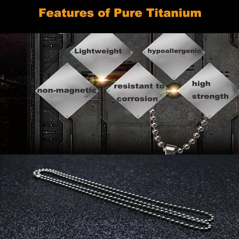 TI-EDC Pure Titanium Bead Ball Chain Necklace, Jewelry Chain Adjustable with Gift Package for Men and Women (3.0mm Bead-30in Length) - Image 4