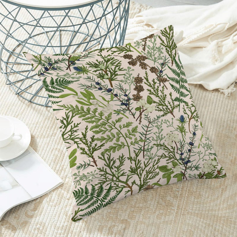 AEIOAE Spring Pillow Covers 18x18 Inch Set of 2,Vintage Sage Green Wild Flower Plant Throw Pillows Case,Seasonal Floral Outdoor Decorative Linen Farmhouse Decor Cushion Covers for Sofa Bed Couch - Image 4