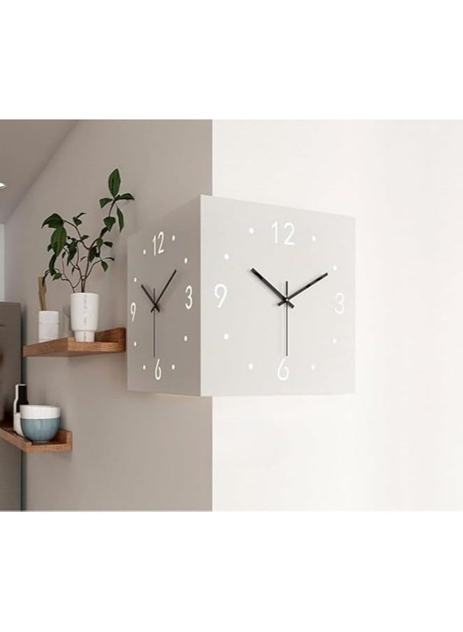 ريبنيو ساعة حائط زاوية حديثة ذات وجهين مع إضاءة محيطة لديكور غرفة النوم وغرفة المعيشة المقاس 26*26 - Image 3