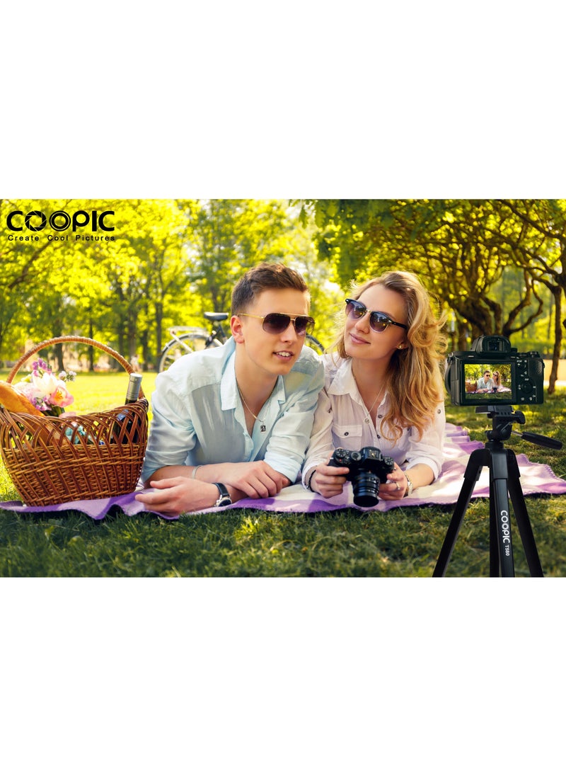 COOPIC Create cool picture T580 172cm Professional Tripod with 360° Panoramic Head with Mobile Holder - Enhance Your Photography and Videography with Superior Stability and Versatility