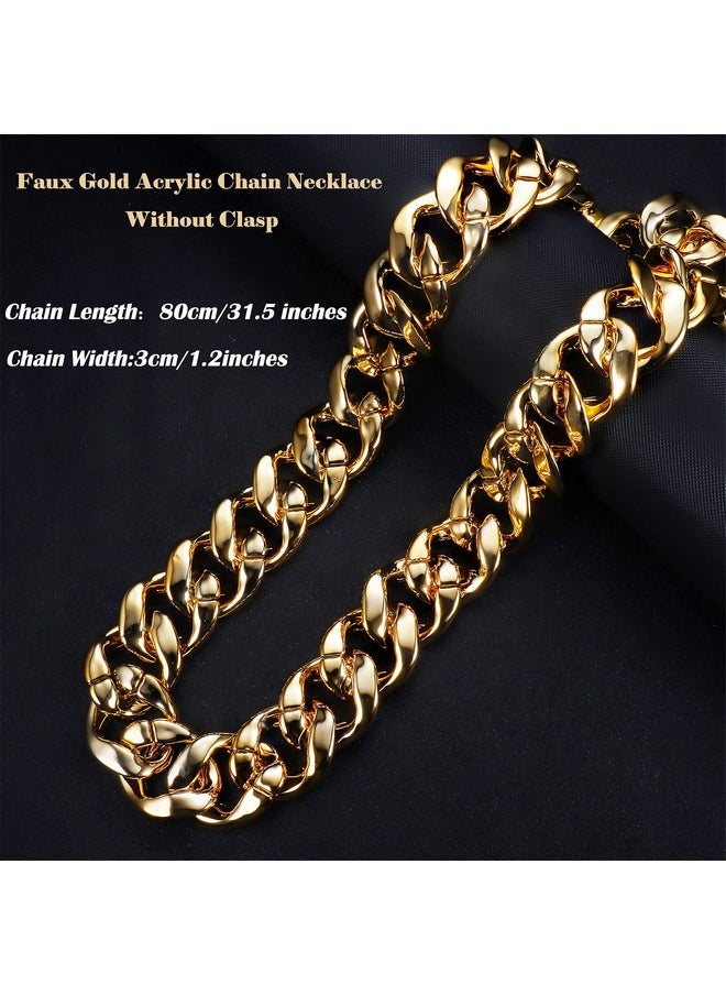 FIBO STEEL 80S 90S Accessories Outfit For Men Women Hip Hop Costumes Outfit Fake Gold Chains Dollar Sign Necklaces And Kanji Blessing Lucky Rings Set 80S 90S Party Jewelry  - Image 2