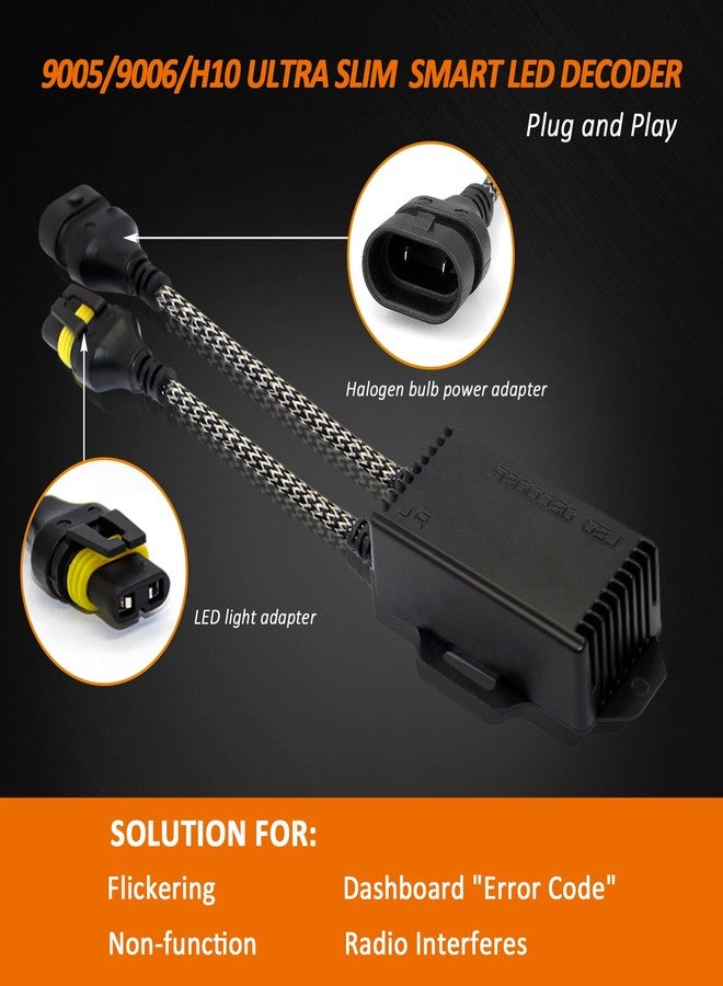 Bestview 9005 9006 H10 Canbus Decoder Kit, LED Light Anti-Flicker Error Canceller, Plug & Play Resistor Harness, Pack of 2 - Image 2