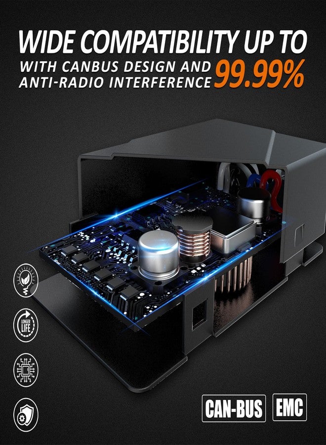 Bestview 9005 9006 H10 Canbus Decoder Kit, LED Light Anti-Flicker Error Canceller, Plug & Play Resistor Harness, Pack of 2 - Image 4