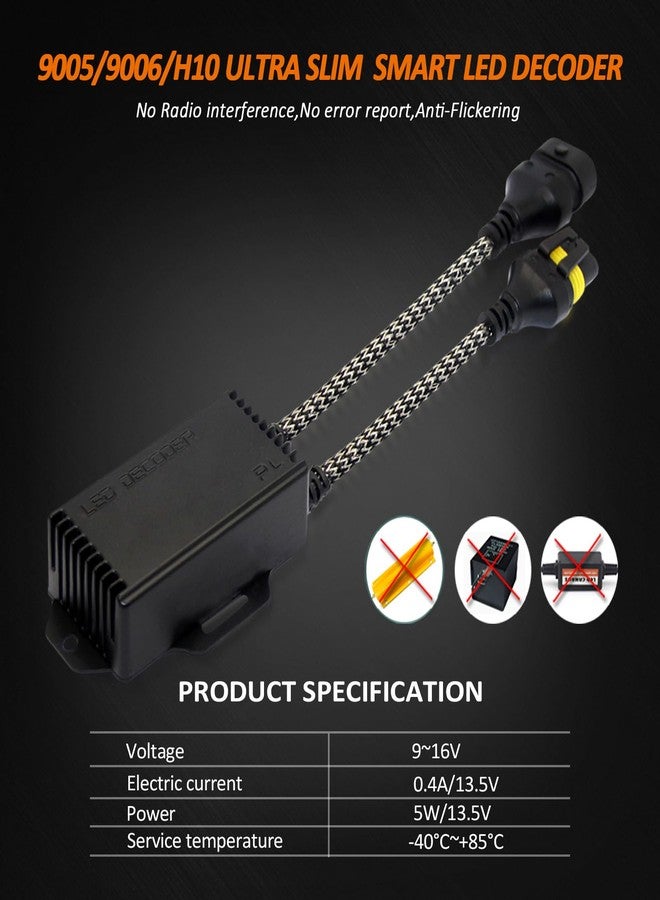 Bestview 9005 9006 H10 Canbus Decoder Kit, LED Light Anti-Flicker Error Canceller, Plug & Play Resistor Harness, Pack of 2 - Image 3