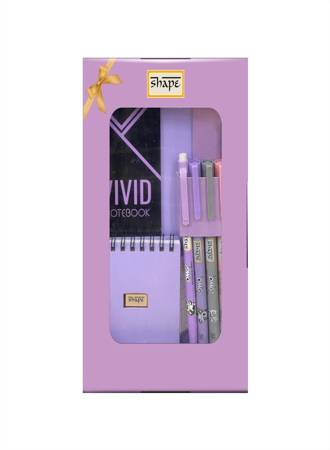 SHAPE VIVID Premium Stationery Gift Set | Colourful Gift Box for Students, Office, School, Birthday Gifts | Creative Writing & Art Gift Kit for Boys & Girls (Purple) - Image 1