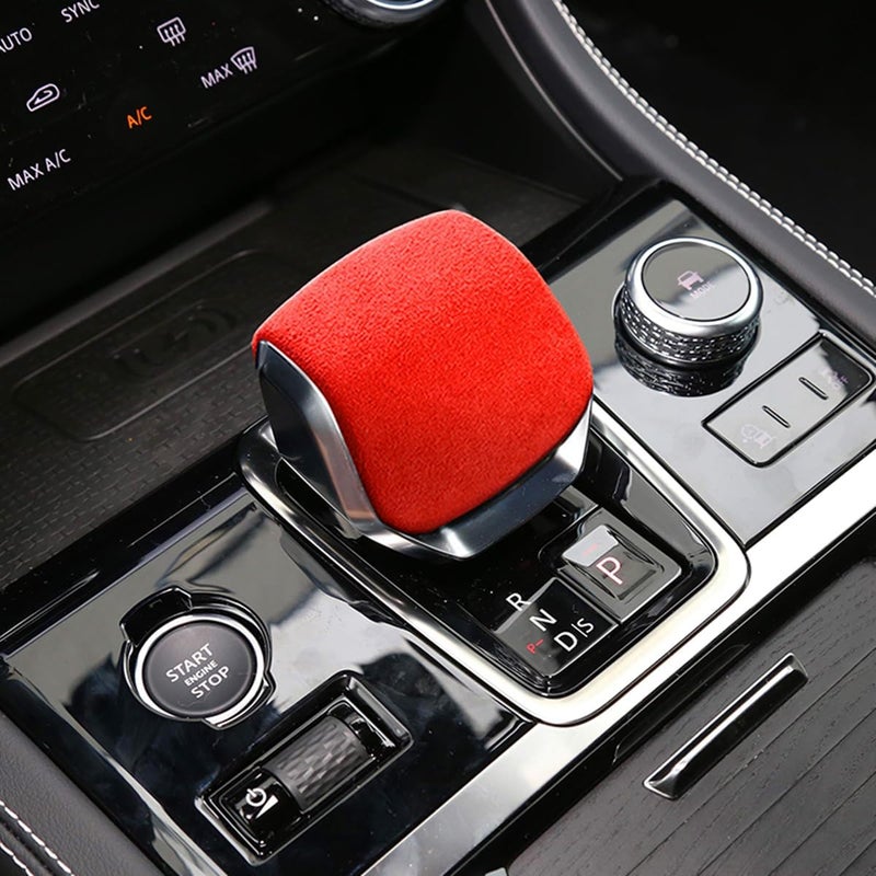 New Interior Trim Center Gear Shift Knob Cover Accessories for Land Rover Discovery Range Rover Sport Velar 2022 2023 2024 2025 (Suede Red) - Image 1