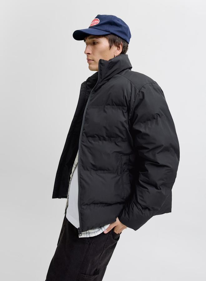 JACK & JONES Black Puffer Jacket with Zip Closure - Image 4
