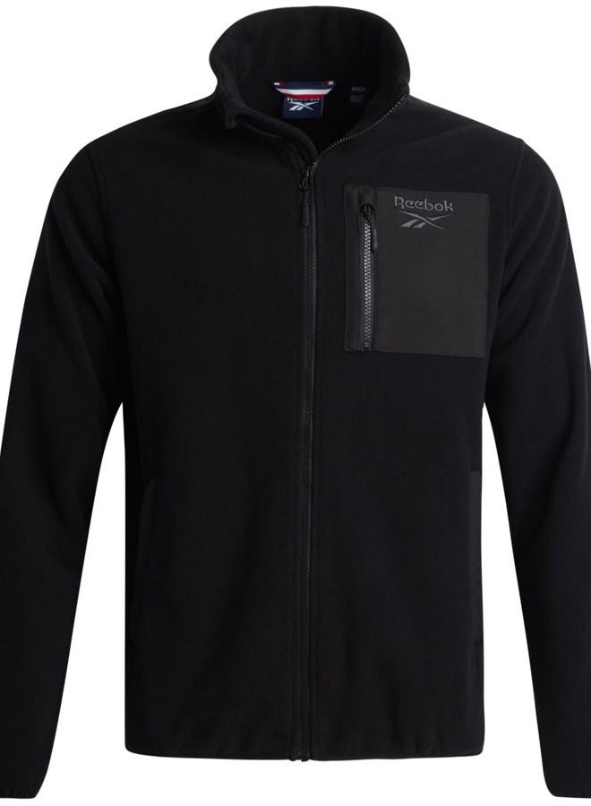 Reebok Mens Fleece Jacket - Lightweight Polar Fleece Zip Up Winter Softshell Jacket Men with Pockets for Hiking and Workout, Black, L - Image 1