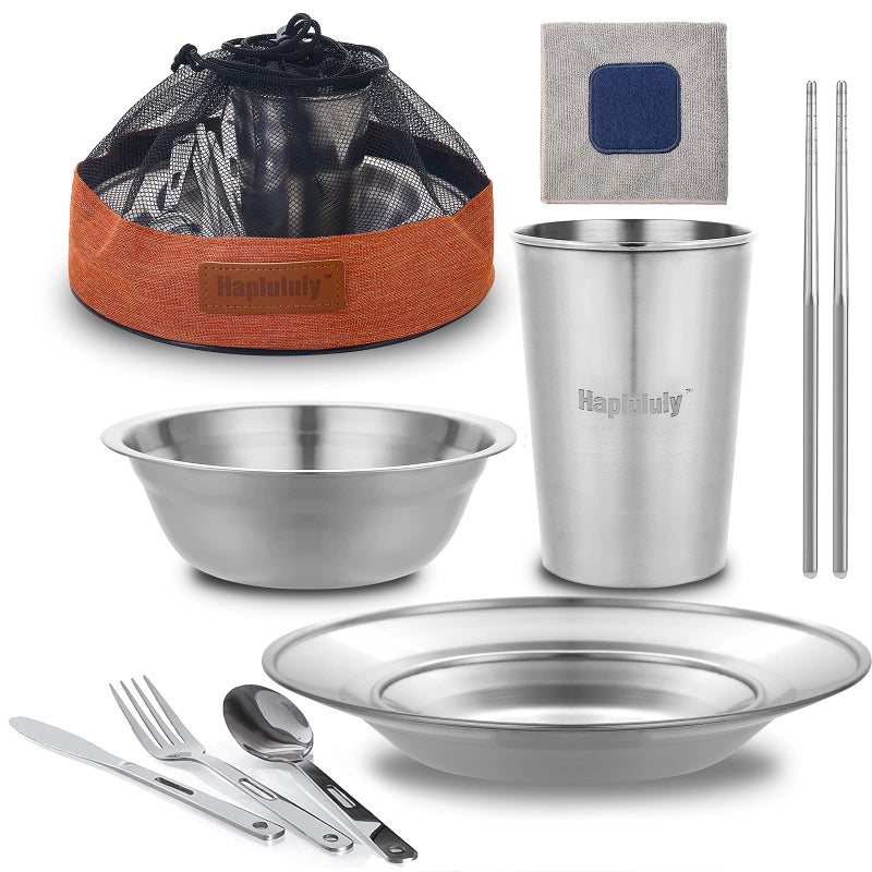 Camping Mess Kit  for camping 1 to 2 person boy scout Camp Dishes camping cooking utensils accessories plates Dinnerware Set Outdoor