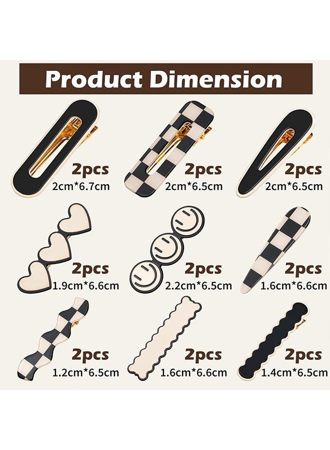 Quantum 18 Pcs No Bend Hair Clips for Women Girls, Black White Checker Cute Hair Barrettes, Non-Slip Metal Hairpins Hair Accessories for Daily Use and Styling - Image 2