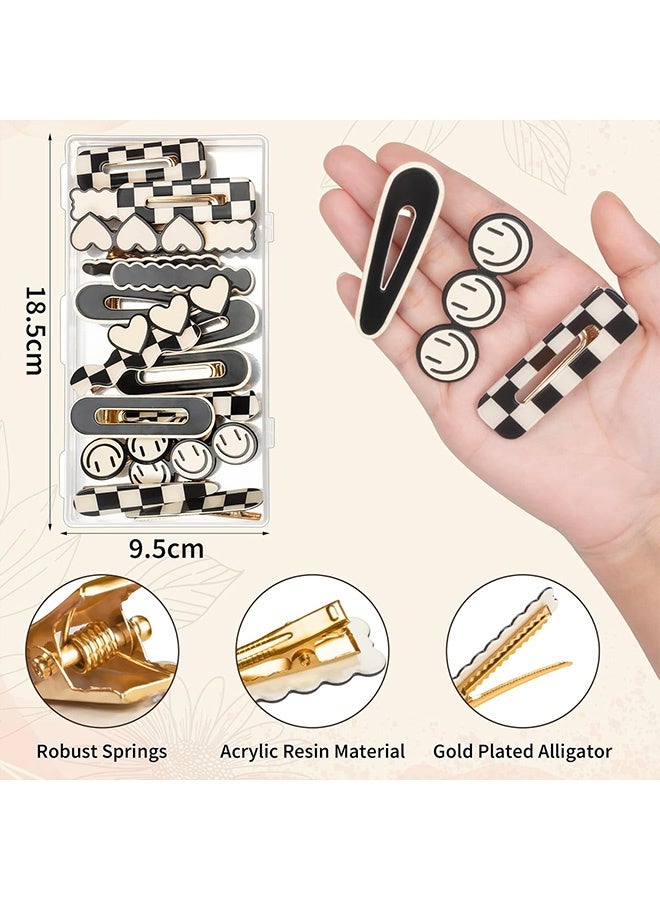 Quantum 18 Pcs No Bend Hair Clips for Women Girls, Black White Checker Cute Hair Barrettes, Non-Slip Metal Hairpins Hair Accessories for Daily Use and Styling - Image 3