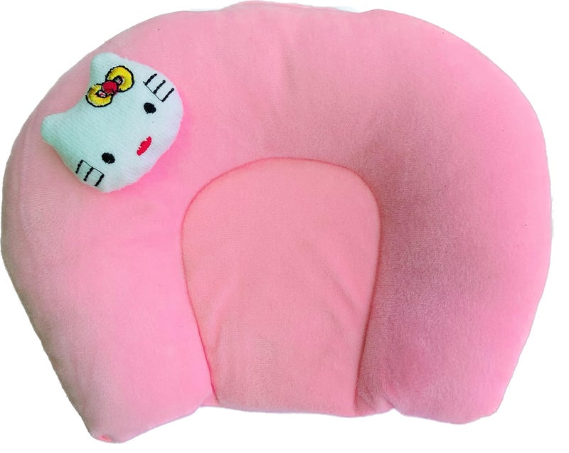 VIN VIN® Pillow for New Born Baby, Ideal for Round Head Shaping Pillow with Foam Cotton Cover for 0 to 12 Months Babies (Light Pink)  - Image 1