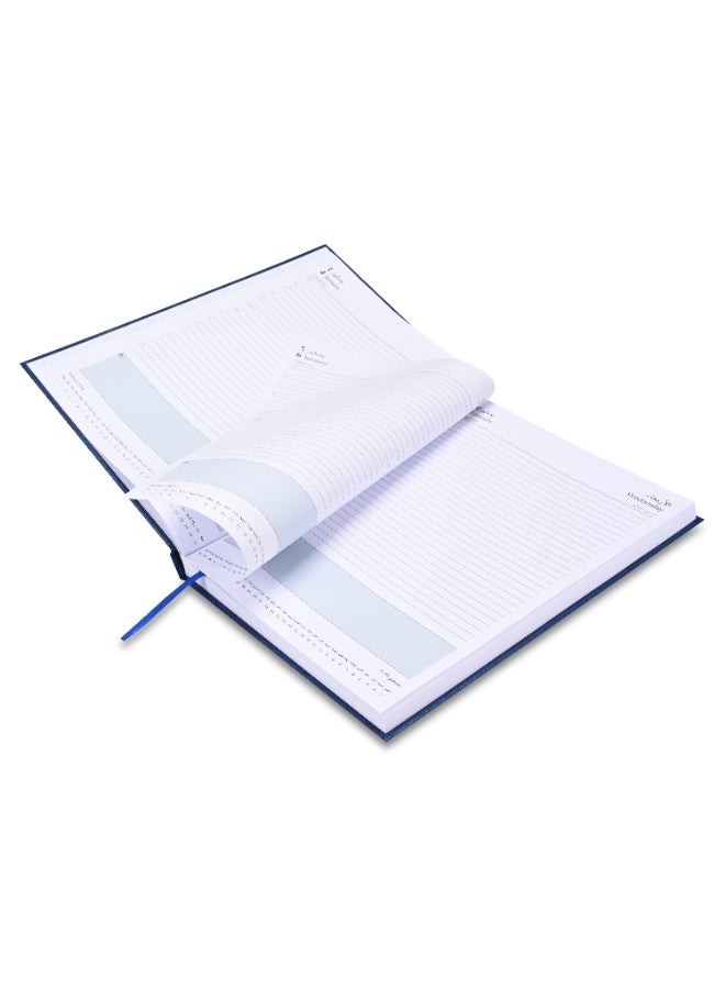 FIS 2026 A4 Diary, 210x297mm Size, Hard Cover Vinyl, 1 Day a Page Format, 60gsm White Paper, English/Arabic, Blue Cover-FSDI41AE26BL - Image 4