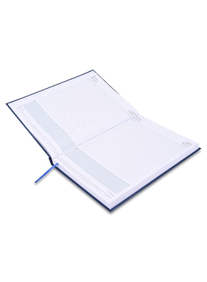 FIS 2026 A4 Diary, 210x297mm Size, Hard Cover Vinyl, 1 Day a Page Format, 60gsm White Paper, English/Arabic, Blue Cover-FSDI41AE26BL - Image 2