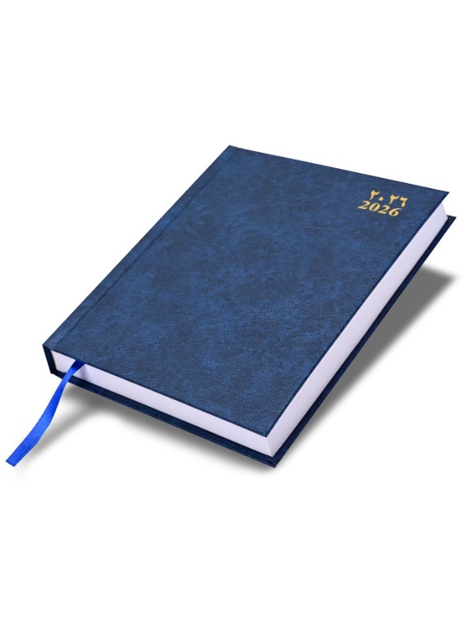FIS 2026 A4 Diary, 210x297mm Size, Hard Cover Vinyl, 1 Day a Page Format, 60gsm White Paper, English/Arabic, Blue Cover-FSDI41AE26BL - Image 1