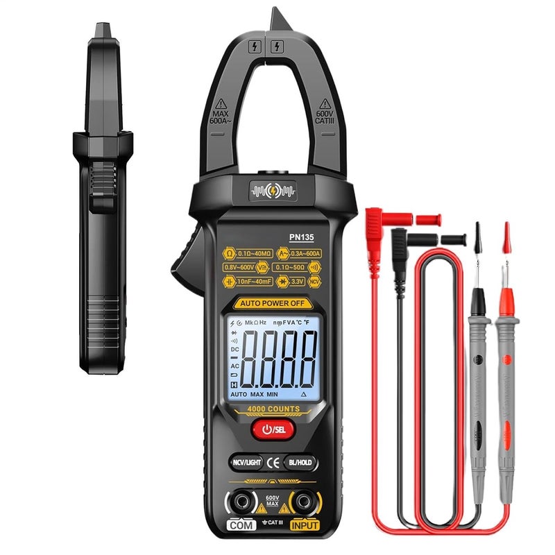 Clamp Meter, Portable Voltage Tester 4000 Counts, Auto-Ranging Digital Display Clamp Meter for Current Voltage Electrical Automotive Workshop Industrial Garage Home Electrician - Image 1