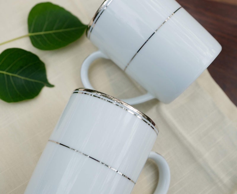 DANKOTUWA, world-class tableware Luxury Porcelain Pure Platinum Crafted Coffee Mugs | Tea Cups. Scratch Resistant, Light Weight. For Home, Office And Gifts 250 Ml (Set Of 2) - Image 5