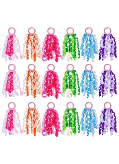 Sucrain 18 PCS Girls Hair Ribbons Ties Colorful Elastic Curly Boutique Hair Band Toddlers Girls Kids Children Ponytail Holders