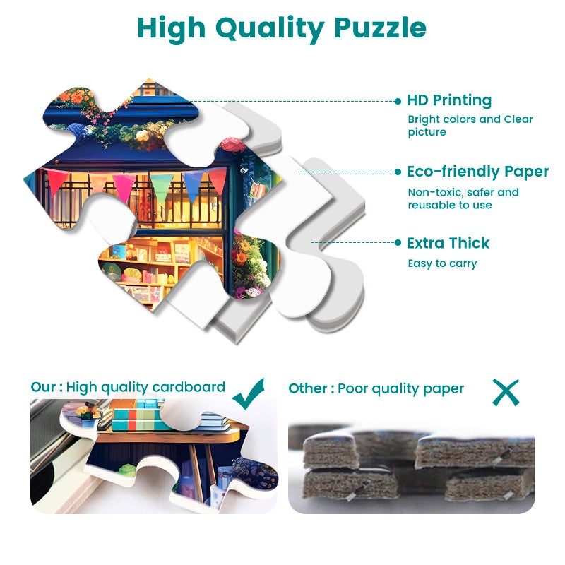 Nitktaia 500 Piece Puzzle for Adults-Bookstore Dogs Puzzle | Recycled Cardboar Jigsaw Puzzles 500 Pieces | Challenging Family Activity Great Gift Idea for Family Friends | Difficult Puzzles Size 20.5 x 15 in - Image 3