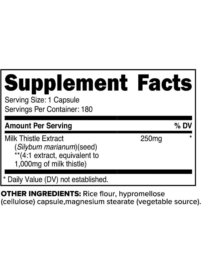 Primaforce Milk Thistle 180 Capsules 1000Mg Equivalent - Gluten Free, Non-Gmo Dietary Supplement, From 250Mg Of 4:1 Extract - Image 2