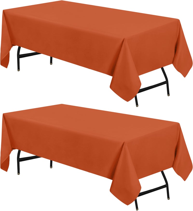 Utopia Kitchen Rectangle Table Cloth 2 Pack [60x102 Inches  Orange] Tablecloth Machine Washable Fabric Polyester Table Cover for Dining  Buffet Parties  Picnic  Events  Weddings and Restaurants - Image 1