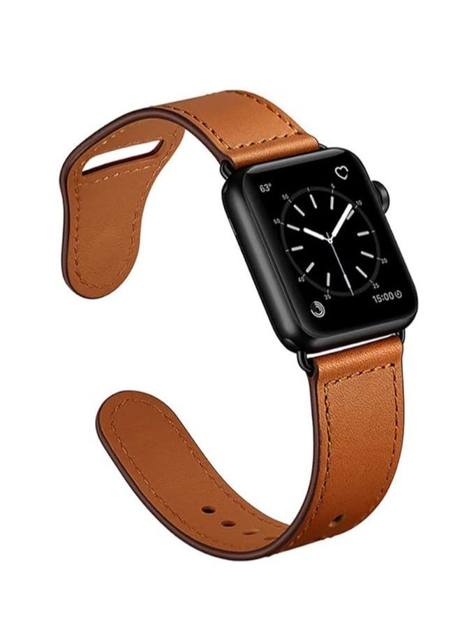 PROMASS Compatible with Apple iWatch Series 7 6/SE/5/4/3 Leather Replacement Band Strap Loop 42mm/44mm/45mm  - Image 1