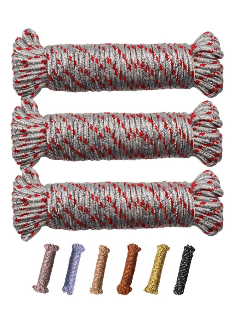 MAHRA CO. Pack of 3 | Durable Polypropylene Ropes | Silver | Sturdy, Long-lasting, Weather-resistant, Lightweight, and Flexible | Perfect for Marine, Outdoor, Industrial, Camping, Gardening, Safety, and Diverse Uses | 10 meters Each - Image 1