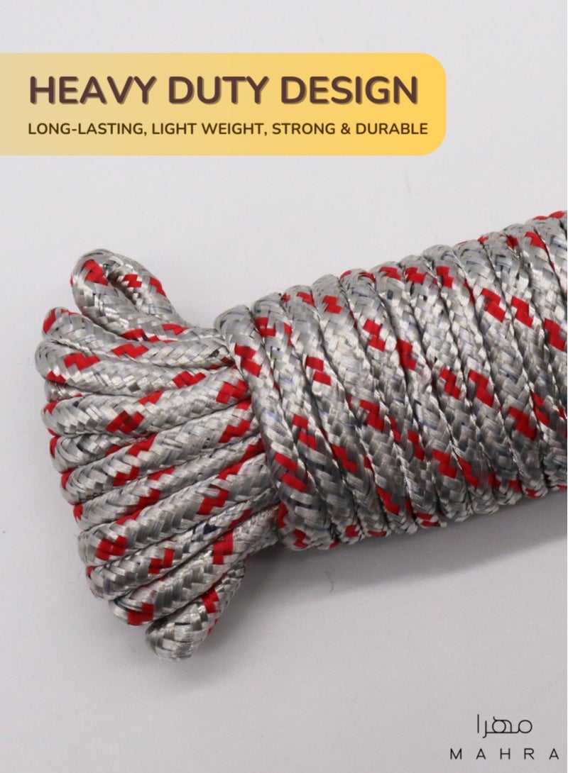MAHRA CO. Pack of 3 | Durable Polypropylene Ropes | Silver | Sturdy, Long-lasting, Weather-resistant, Lightweight, and Flexible | Perfect for Marine, Outdoor, Industrial, Camping, Gardening, Safety, and Diverse Uses | 10 meters Each - Image 2