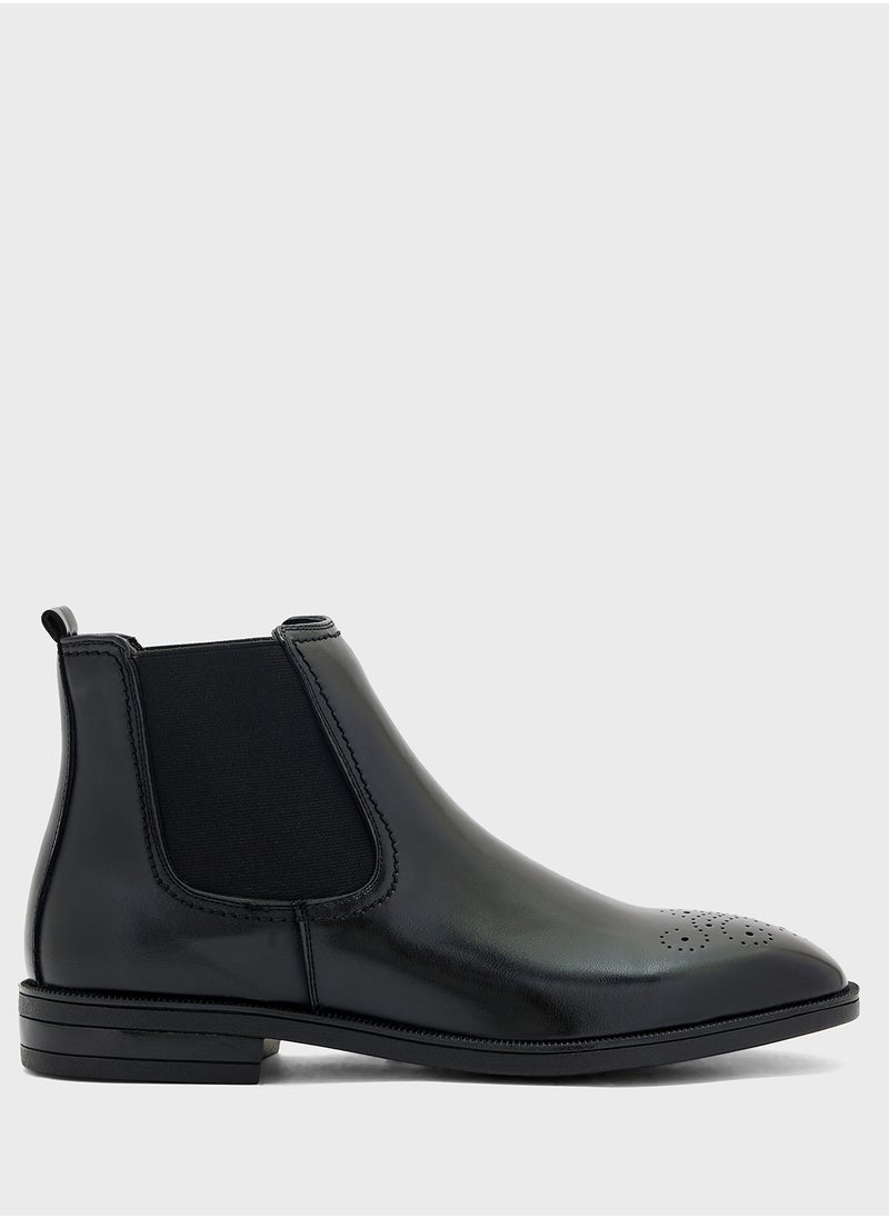 Robert Wood Brogue Detail Chelsea Boots  - Image 1