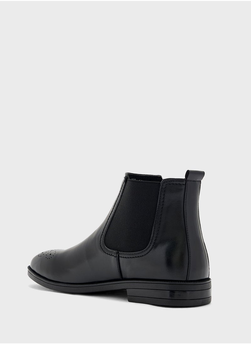 Robert Wood Brogue Detail Chelsea Boots  - Image 3