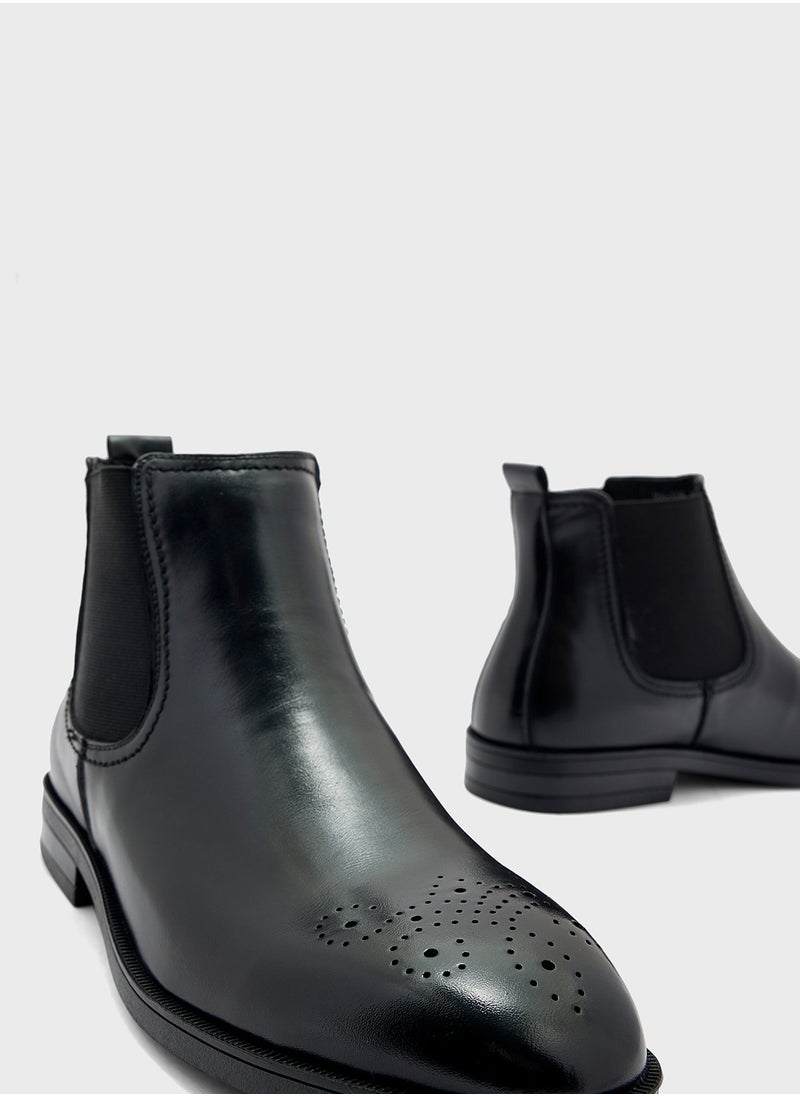 Robert Wood Brogue Detail Chelsea Boots  - Image 4