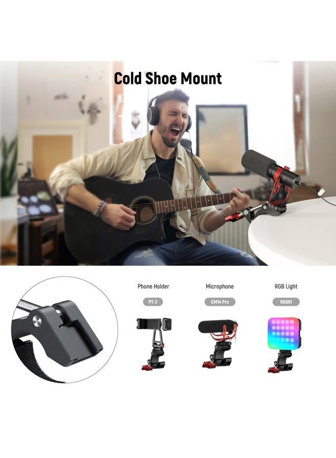 Neewer Super Clamp with Cold Shoe & 1/4 Inch 3/8 Inch Thread Holes, Max. Load 4 kg, Crab Shaped Camera Tripod Holder for Most Photo Accessories, Compatible with SmallRig Magic Arm, Red ST81 - Image 3