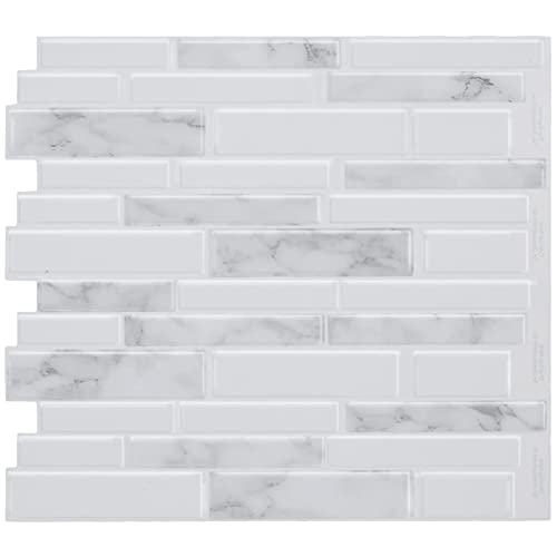 WalDecoo Marble Peel and Stick Backsplash, 10-Sheet Premium 3D Self Adhesive Tiles for Kitchen Stick on Backsplash, Marble Look Decorative Tiles - Image 1