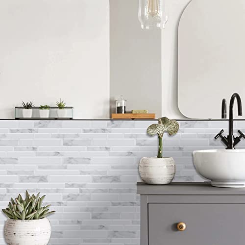 WalDecoo Marble Peel and Stick Backsplash, 10-Sheet Premium 3D Self Adhesive Tiles for Kitchen Stick on Backsplash, Marble Look Decorative Tiles - Image 2