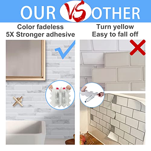 WalDecoo Marble Peel and Stick Backsplash, 10-Sheet Premium 3D Self Adhesive Tiles for Kitchen Stick on Backsplash, Marble Look Decorative Tiles - Image 5