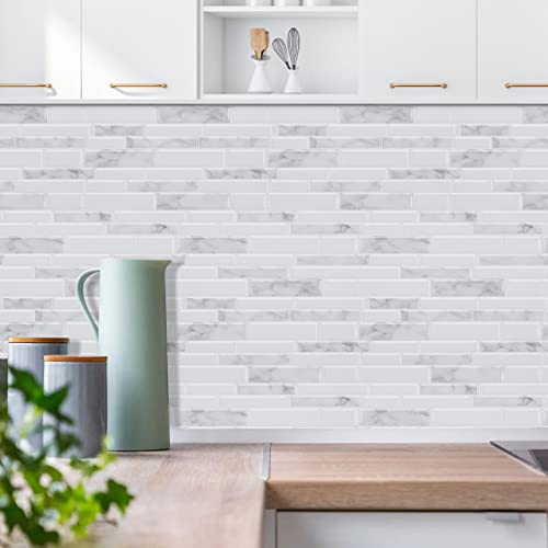 WalDecoo Marble Peel and Stick Backsplash, 10-Sheet Premium 3D Self Adhesive Tiles for Kitchen Stick on Backsplash, Marble Look Decorative Tiles - Image 4