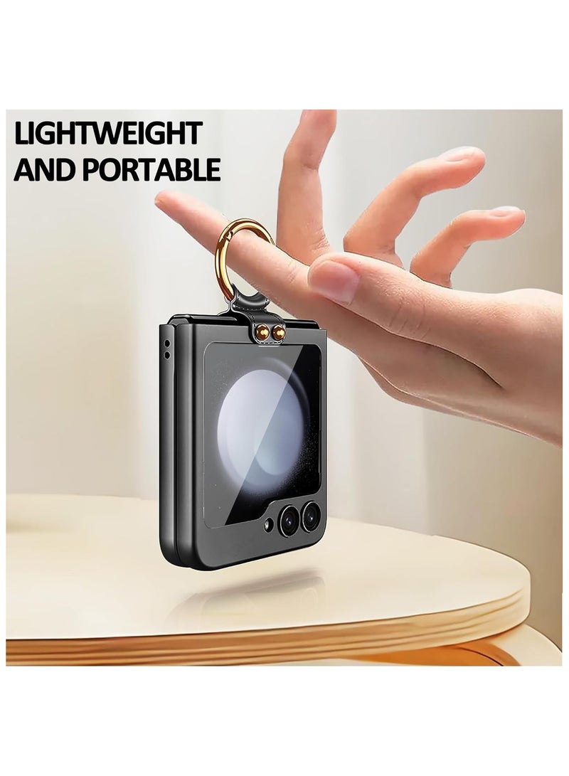 حافظة لهاتف سامسونج جالاكسي Z فليب 6، حافظة صلبة رفيعة للغاية من البولي كربونات مع واقي شاشة خارجي وحلقة، حافظة واقية متينة خفيفة الوزن مقاومة للصدمات وغير قابلة للانزلاق لهاتف جالاكسي زد فليب6 - Image 2