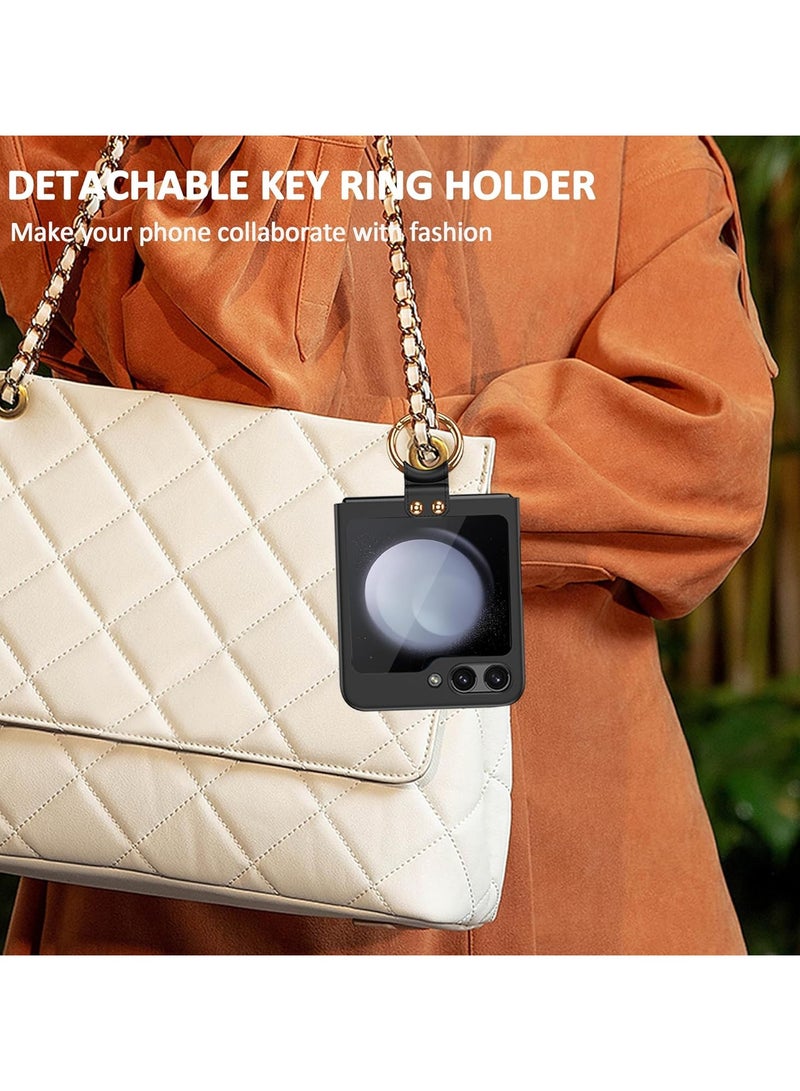 حافظة لهاتف سامسونج جالاكسي Z فليب 6، حافظة صلبة رفيعة للغاية من البولي كربونات مع واقي شاشة خارجي وحلقة، حافظة واقية متينة خفيفة الوزن مقاومة للصدمات وغير قابلة للانزلاق لهاتف جالاكسي زد فليب6 - Image 3