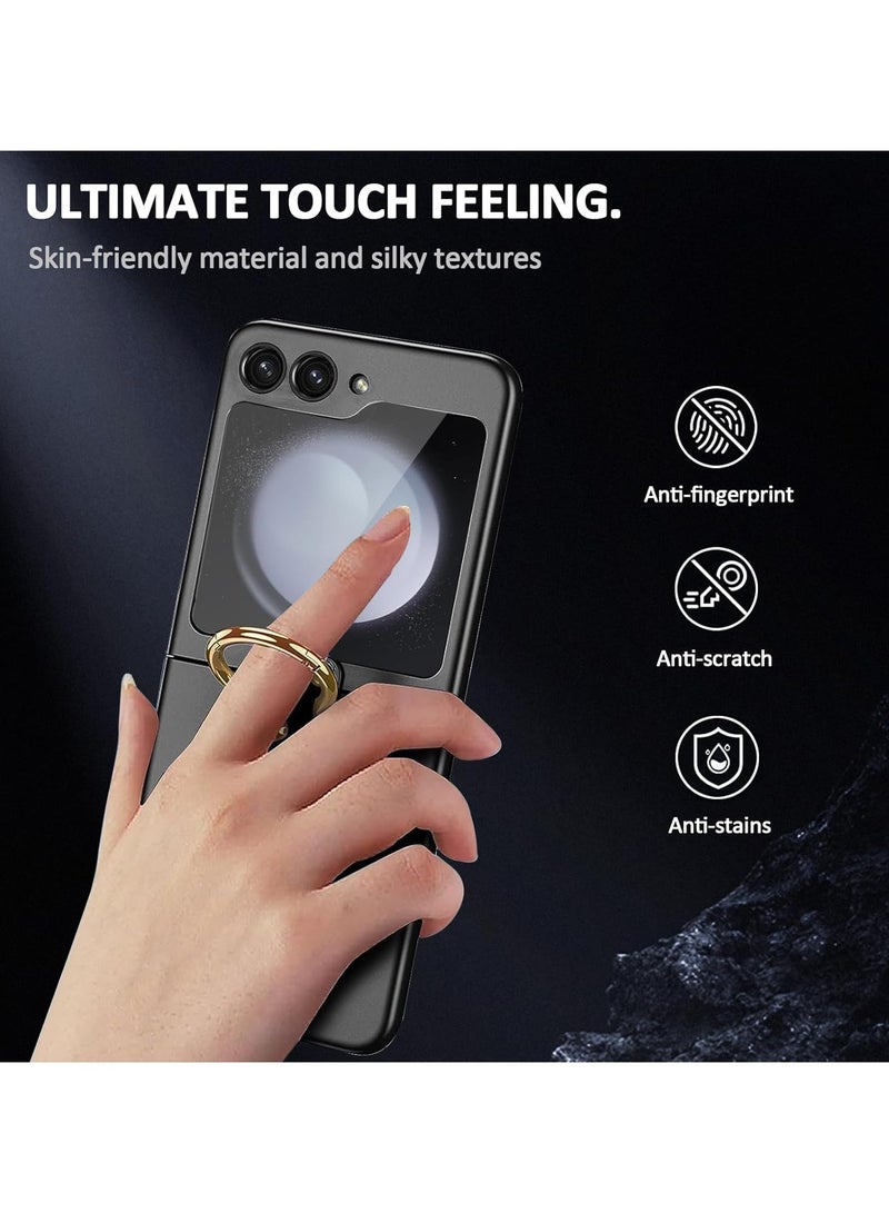 حافظة لهاتف سامسونج جالاكسي Z فليب 6، حافظة صلبة رفيعة للغاية من البولي كربونات مع واقي شاشة خارجي وحلقة، حافظة واقية متينة خفيفة الوزن مقاومة للصدمات وغير قابلة للانزلاق لهاتف جالاكسي زد فليب6 - Image 5