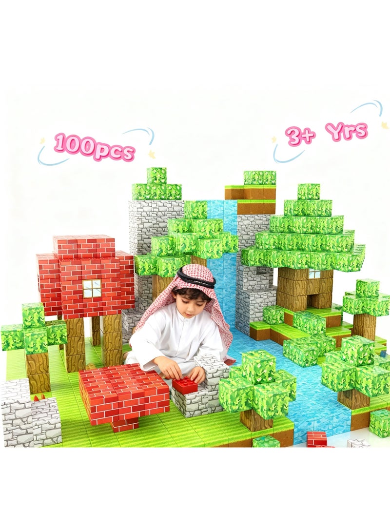 100PCS magnetic blocks，building blocks，magnetic building blocks for Kids(Age 3-12),Safe ABS Non-Toxic DIY Construction ,2cm magnetic cubes,Limited time special prices,only 3 days - Image 1