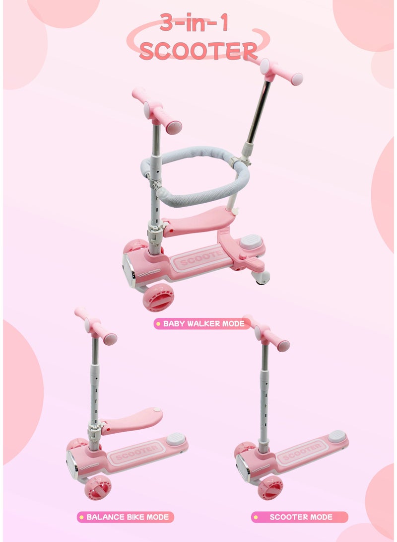 إيزي فيتشور سكوتر ركل سهل الاستخدام 4 في 1 للأطفال الصغار مع مقعد، سكوتر ثلاثي العجلات قابل للطي للأطفال، قضيب دفع للوالدين وسياج للأطفال 360 درجة، سكوتر آمن للأولاد والبنات من عمر 1 إلى 12 عامًا بما في ذلك مجموعة معدات الحماية الكاملة - Image 2