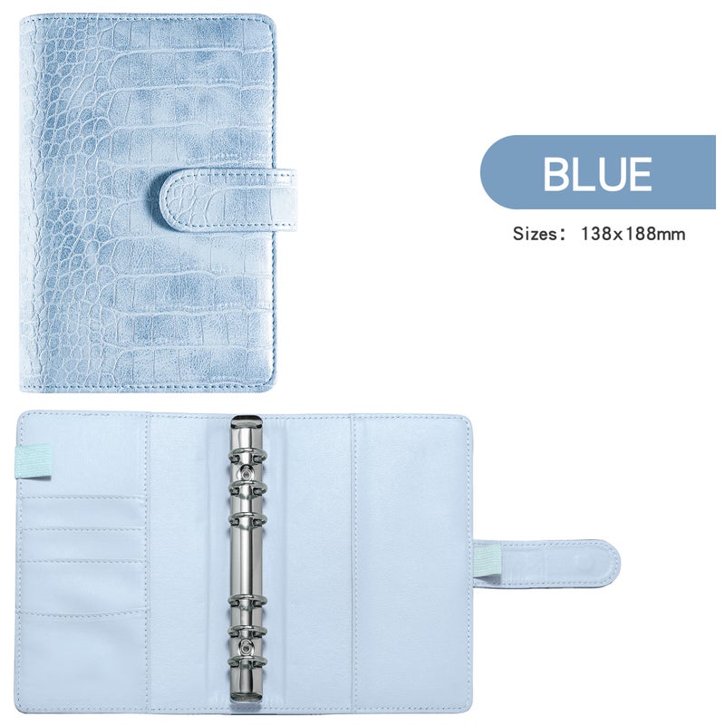 A6 Loose-Leaf Open Pocket Macaron Notebook Leather Loose-Leaf Book Cash Budget Journal Book German - Image 1
