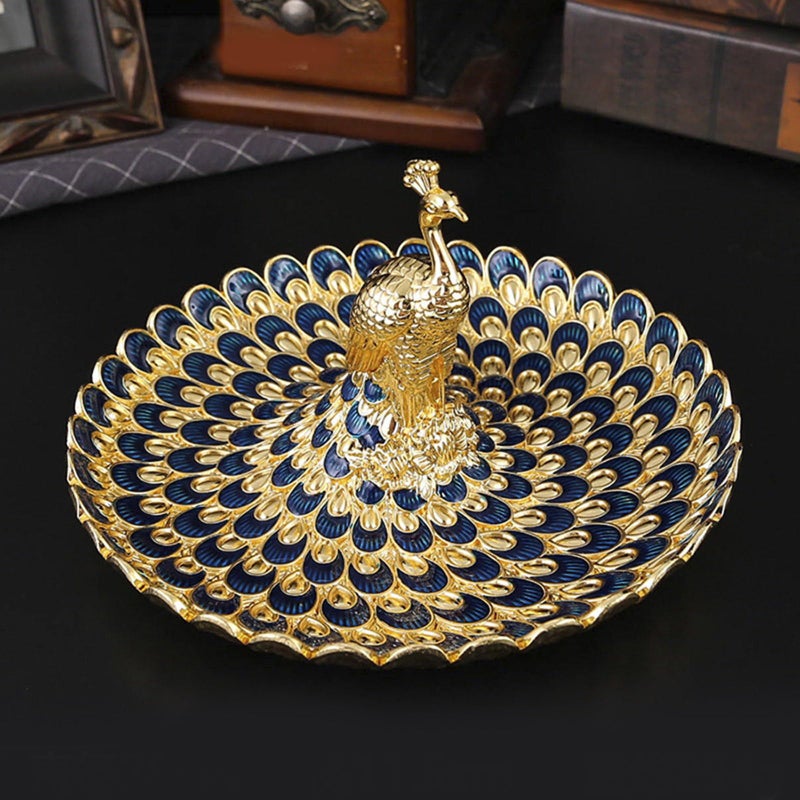Silver Light Blue Embossed Metal Fruit Bowl Decorative Tray For Parties Home Display - Image 4