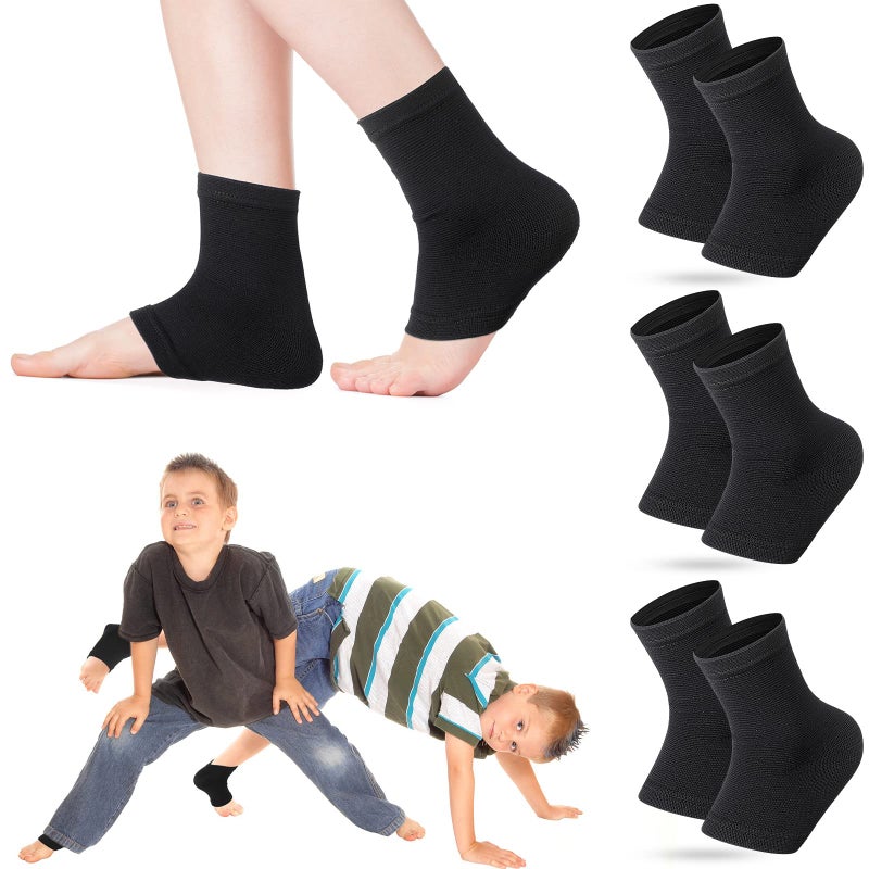 Tarpop 3 Pair Ankle Compression Sleeves for Kids Ankle Brace Compression Sleeves Foot Arch Sock for Girls Sports Running Dance Fitness GymnasticsBlackSmall - Image 3