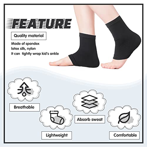 Tarpop 3 Pair Ankle Compression Sleeves for Kids Ankle Brace Compression Sleeves Foot Arch Sock for Girls Sports Running Dance Fitness GymnasticsBlackSmall - Image 5