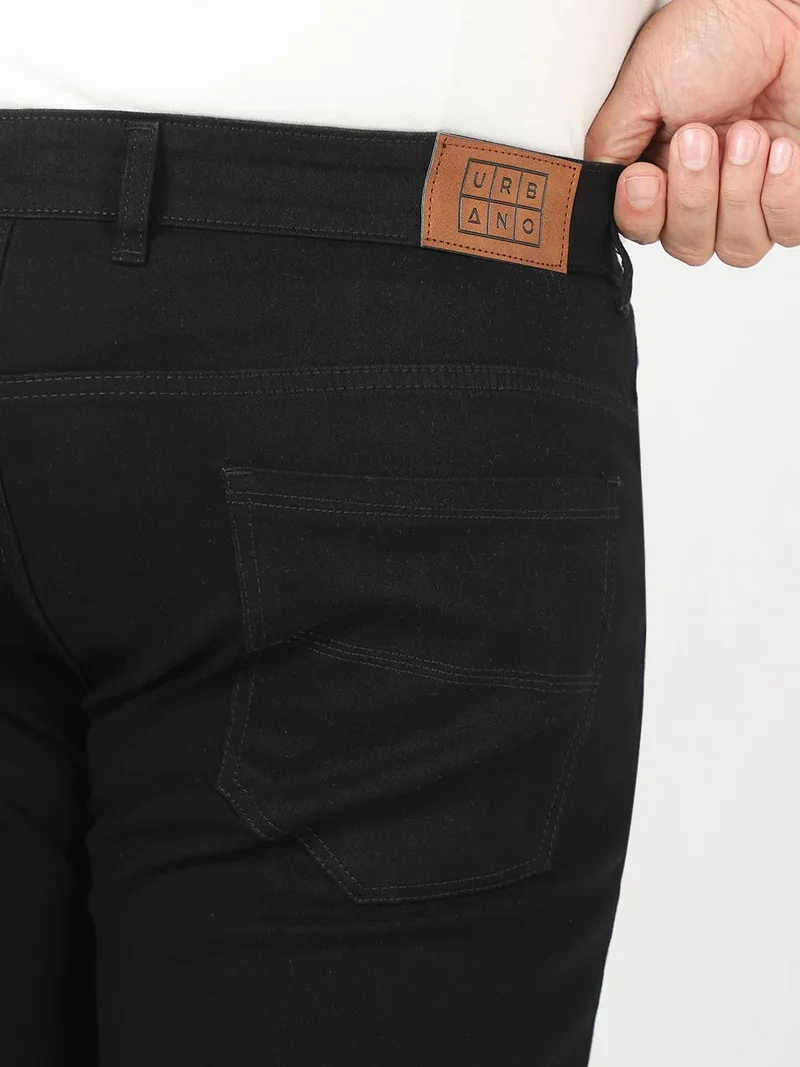 Urbano Fashion  Urbano Plus Men's Black Regular Fit Washed Jeans Stretchable  | Best Price UAE